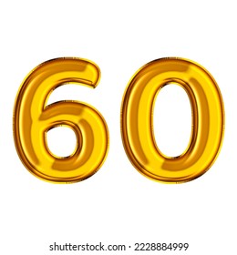 Number 60 sixty made of gold inflatable balloons isolated on white background. gold helium balloons forming 60 sixty number. Discount and sale or birthday concept - Powered by Shutterstock