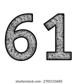 A number 61 made of thin white lines on a black background.
