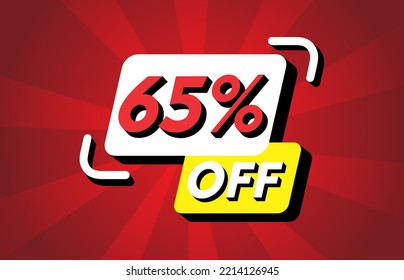 
Number 65 Percent On Red Background