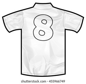 Number 8 Eight White Sport Shirt As A Soccer,hockey,basket,rugby, Baseball, Volley Or Football Team T-shirt. Like German Or England Or USA National Team