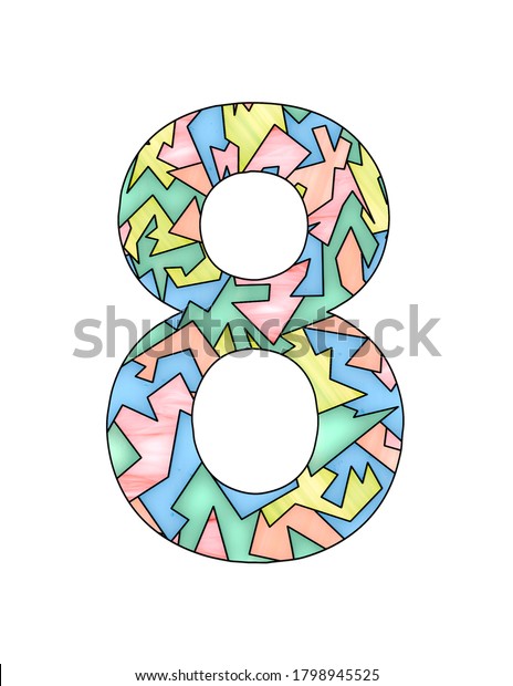 Number 8 Pastel Stained Glass Style Stock Illustration 1798945525 ...