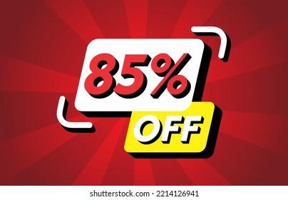 
Number 85 Percent On Red Background