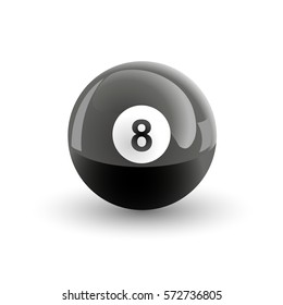 Number Eight Pool Ball Isolated Illustration
