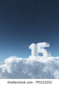 number fifteen on clouds - 3d rendering