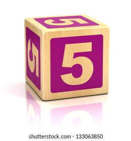 Number Five 5 Wooden Blocks Font