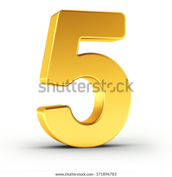 Number Five Polished Golden Object Over Stock Illustration 371896783