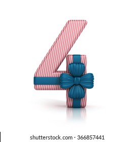 Number Four 4 Decorated Ribbon Isolated Stock Illustration 366857441