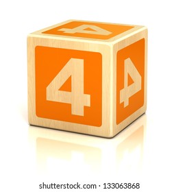 Number Four 4 Wooden Blocks Font