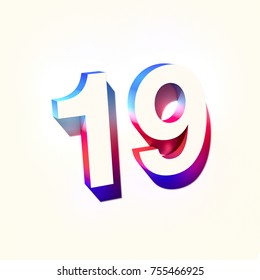 Number Nineteen 19 Colorful Abstract Gradient Stock Illustration ...