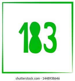 Number in square isolated white background