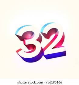 Number Thirty Two 32 Colorful Abstract Stock Illustration 756195166
