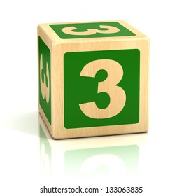 Number Three 3 Wooden Blocks Font