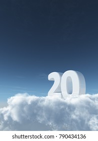 number twenty on clouds - 3d rendering