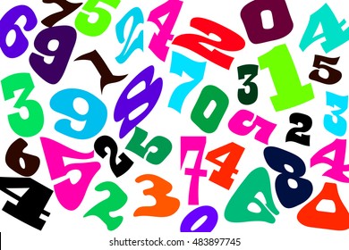 Numbers Different Fonts On White Background Stock Illustration 485286967