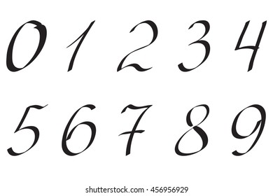 Handwritten Black Line Vector Numbers Isolated Stock Vector (Royalty ...