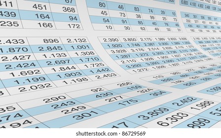 lot of numbers on a spreadsheet (3d render)