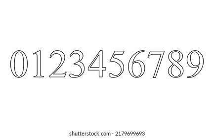 Numbers Set Illustration Black Outlines On Stock Illustration ...