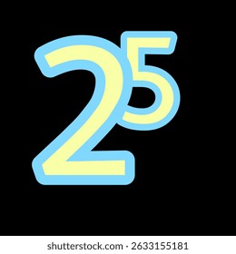Numbers Two Five Twentyfive black background