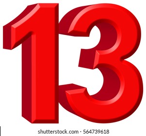 Numeral 13 Thirteen Isolated On White Stock Illustration 564739618 ...