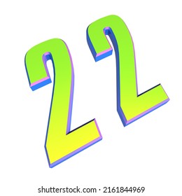 Numeral 22 Green Volumetric Number On Stock Illustration 2161844969 ...