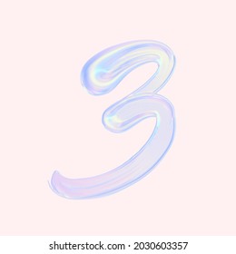 Numeral 3. Holographic Gradient 3d Digit Three Illustration Isolated