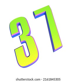 Numeral 37 Green Volumetric Number On Stock Illustration 2161845305 ...