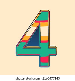 Numeral Four 4 Colored Colorful Illustration