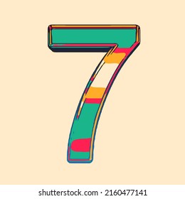 Numeral Seven 7 Colored Colorful Illustration