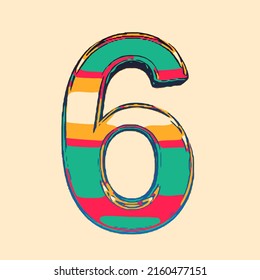 Numeral Six 6 Colored Colorful Illustration