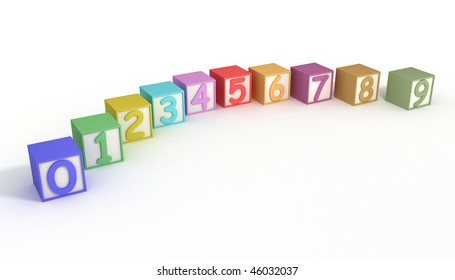 Numeric Baby Blocks 3d isolated on white
