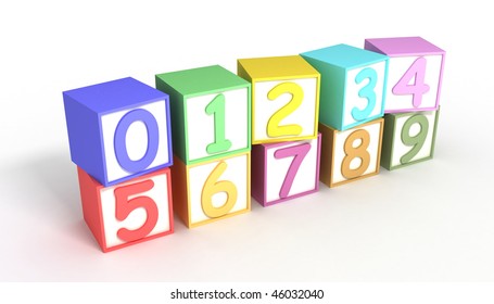 Numeric Baby Blocks 3d isolated on white