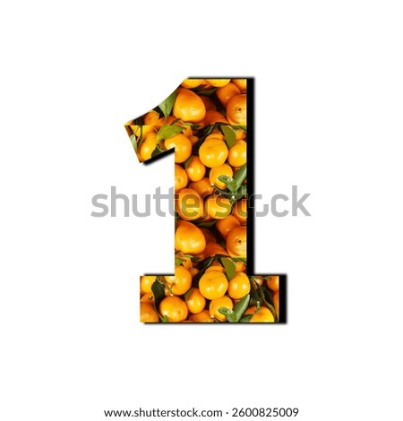 Numeric illustration design with orange fruit background, typographic numeric design