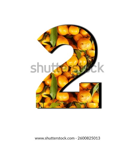 Numeric illustration design with orange fruit background, typographic numeric design