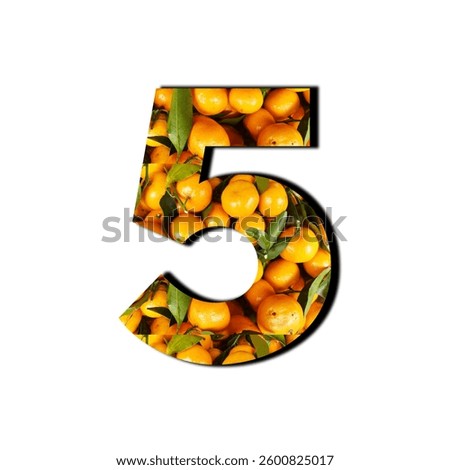 Numeric illustration design with orange fruit background, typographic numeric design