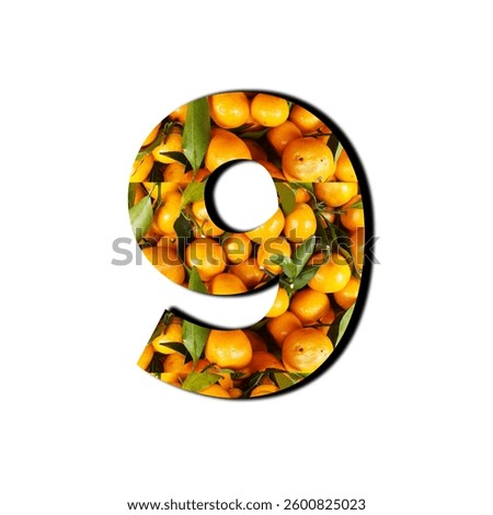 Numeric illustration design with orange fruit background, typographic numeric design
