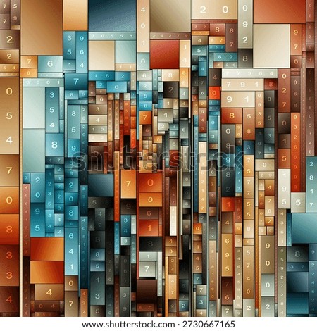 Numeric Realm series. Pattern of numeric pieces in a geometric design on the subject of geometry, science, platonic domain, mathematical abstraction, math and digital abstraction.