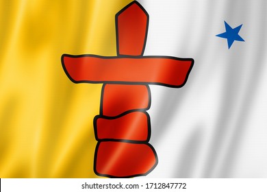 Nunavut Inuit People Ethnic Flag, North America. 3D Illustration