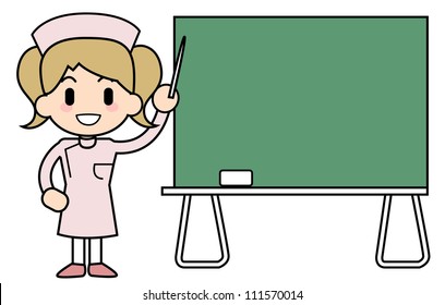 Nurse and blackboard