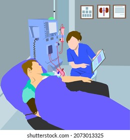 Nurse Teaching Patient While On Dialysis Stock Illustration 2073013325 ...