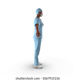 Nurse Or Young Doctor Standing In Full Body Isolated On White. 3D Illustration