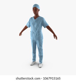 Nurse Or Young Doctor Standing In Full Body Isolated On White. 3D Illustration