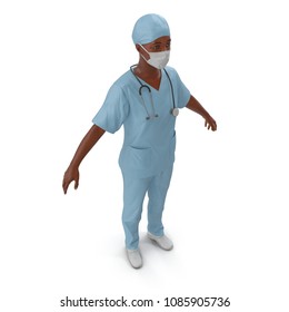 Nurse Or Young Doctor Standing In Full Body Isolated On White. 3D Illustration