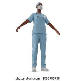 Nurse Or Young Doctor Standing In Full Body Isolated On White. 3D Illustration