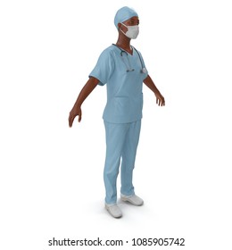 Nurse Or Young Doctor Standing In Full Body Isolated On White. 3D Illustration