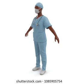 Nurse Or Young Doctor Standing In Full Body Isolated On White. 3D Illustration