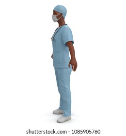 Nurse Or Young Doctor Standing In Full Body Isolated On White. 3D Illustration