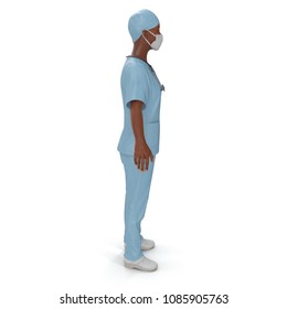 Nurse Or Young Doctor Standing In Full Body Isolated On White. 3D Illustration