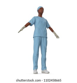 Nurse Or Young Doctor Standing In Full Body Isolated On White. 3D Illustration