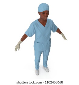 Nurse Or Young Doctor Standing In Full Body Isolated On White. 3D Illustration