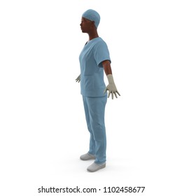 Nurse Or Young Doctor Standing In Full Body Isolated On White. 3D Illustration